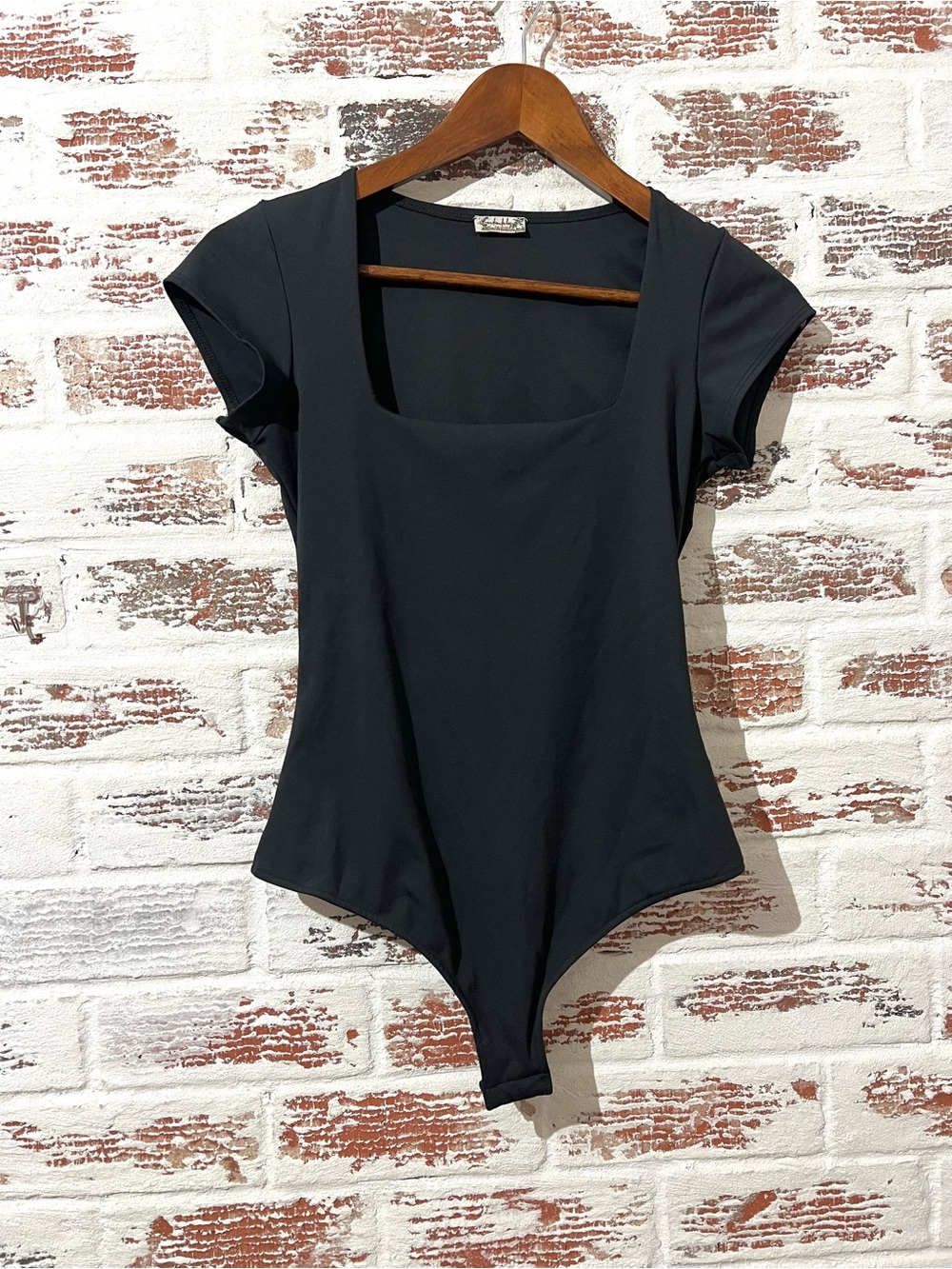 Free People Intimately Bodysuit Square Neck Stretch Minimalist Sleek Chic Clean